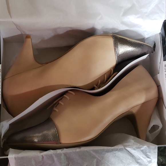 Vicky oxford beige pewter 3 in wrapped cone heel - Picture 7 of 8